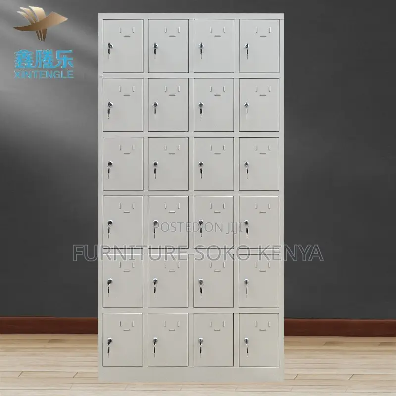 Storage Cabinet : Grey 24-Locker Metallic Office Storage Cabinet