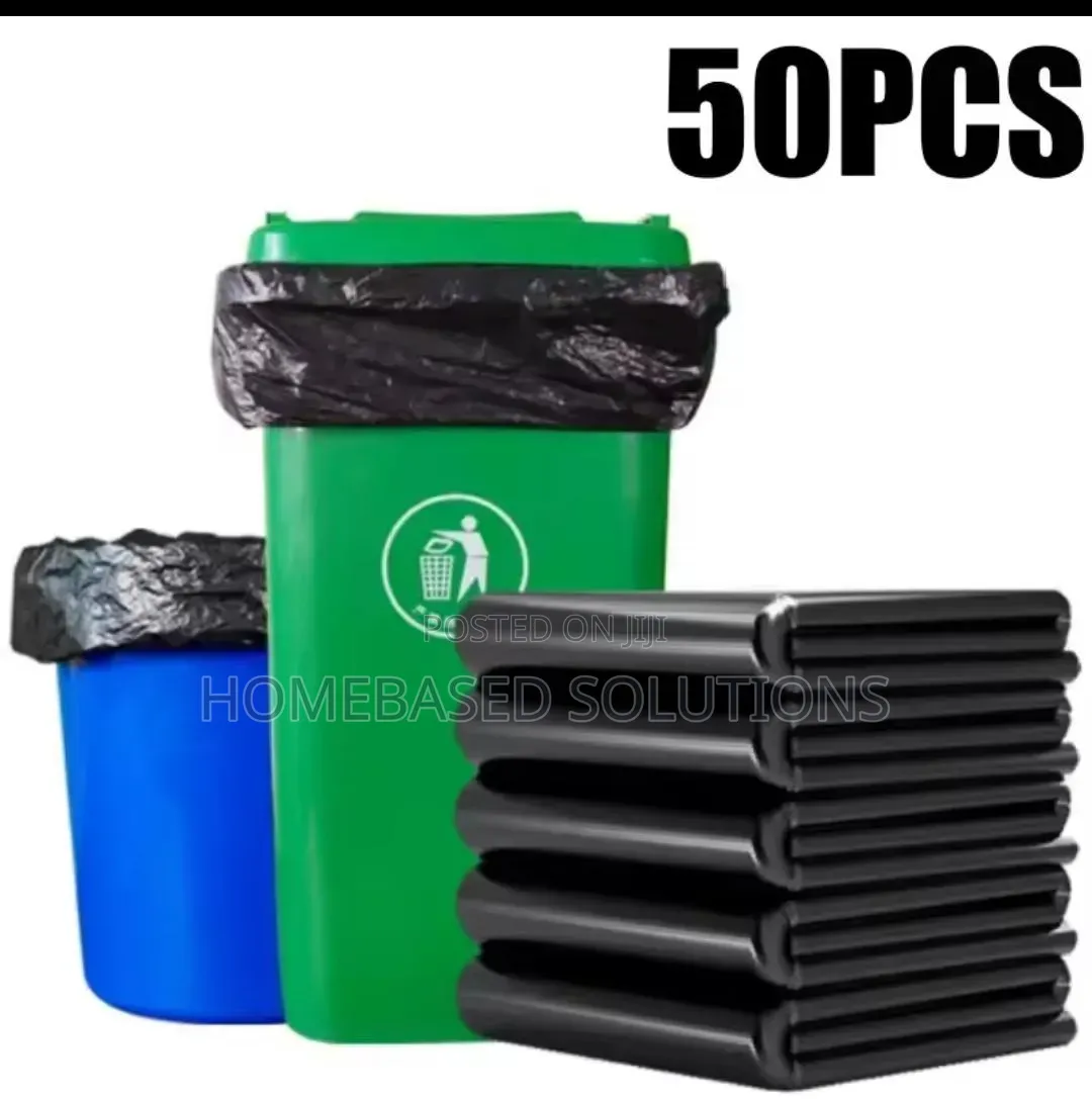 50pcs 120 by 140cm Garbage Bags-Black