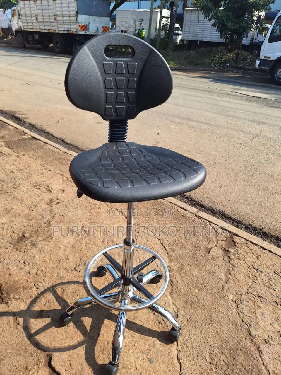 Office Chair : High-Back Ergonomic Polyurethane Drafting Stool