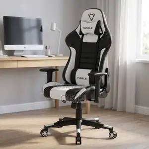 Office Gaming Chair : Black and White Ergonomic Gaming Desk Chair