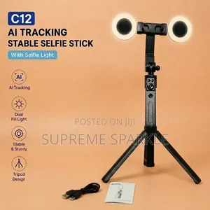 C12 1.8M Selfie Stick Tripod With Dual Fill Light