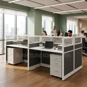 Office Workstation : Modern 4-Way Modular Office Workstation