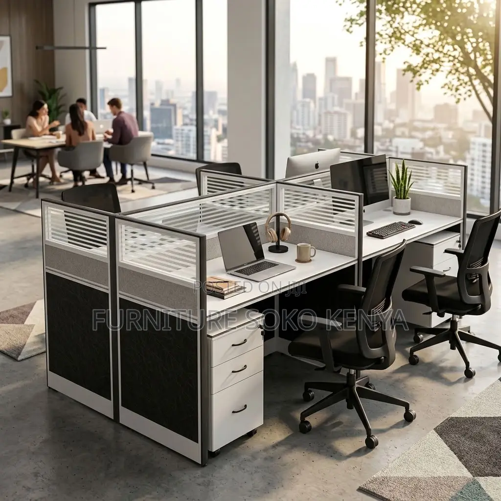 Office Workstation : Modern 4-Way Modular Office Workstation