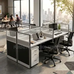 Office Workstation : Modern 4-Way Modular Office Workstation