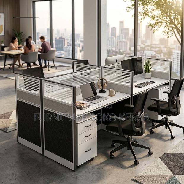 Office Workstation : Modern 4-Way Modular Office Workstation - thumbnail 4