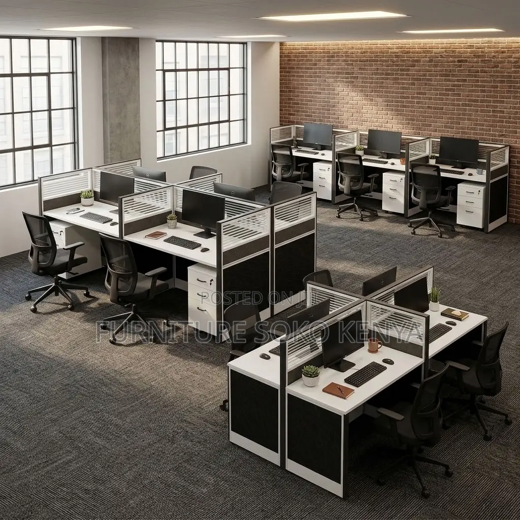 Office Workstation : Modern 4-Way Modular Office Workstation