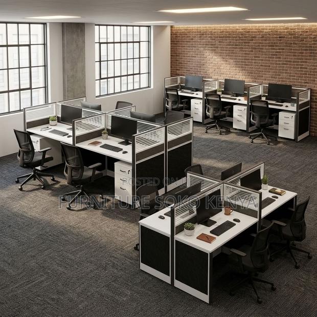 Office Workstation : Modern 4-Way Modular Office Workstation - thumbnail 8