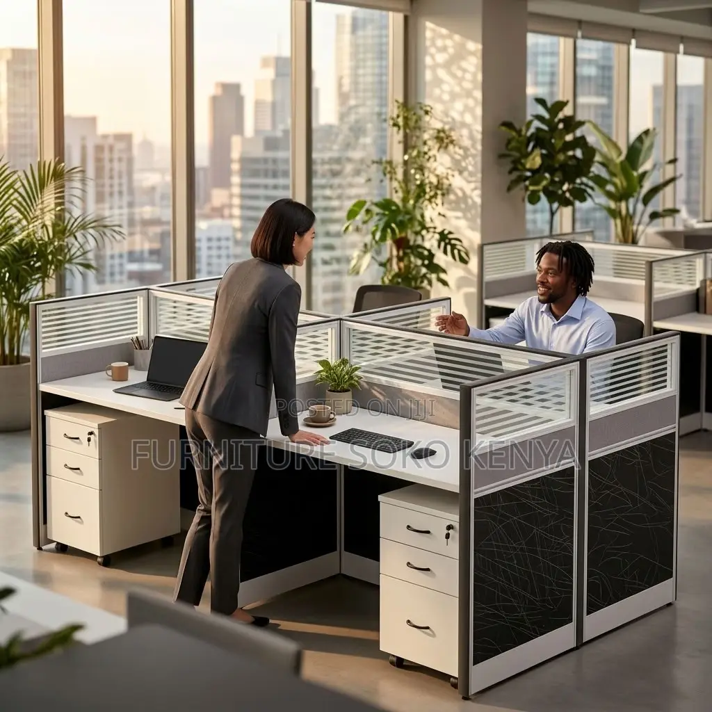 Office Workstation : Modern 4-Way Modular Office Workstation