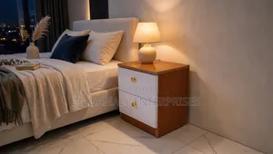 Julz Bedside Drawers - 2 Drawer - Wood & White With Gold Knobs