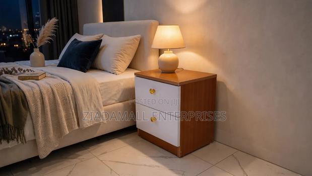 Julz Bedside Drawers - 2 Drawer - Wood & White With Gold Knobs - main view