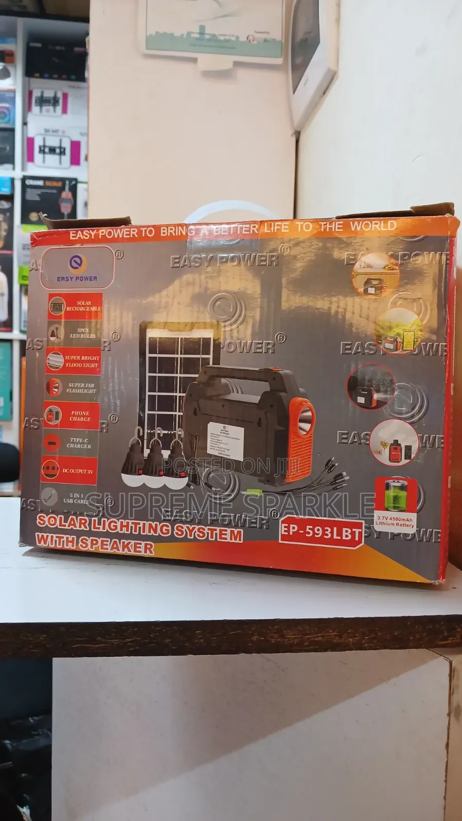Easy Power EP-593LBT Solar Lighting System With Bluetooth Speaker