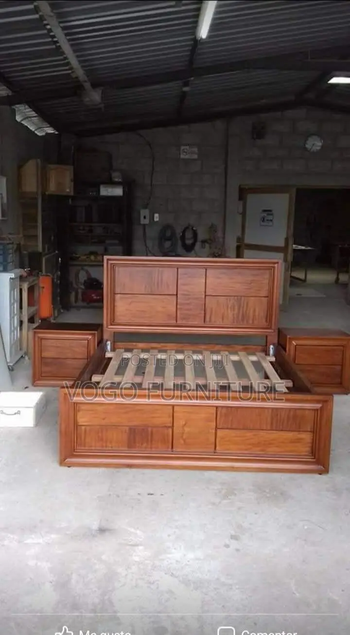 Bed Frame; Premium King Size Mahogany Bed Frame