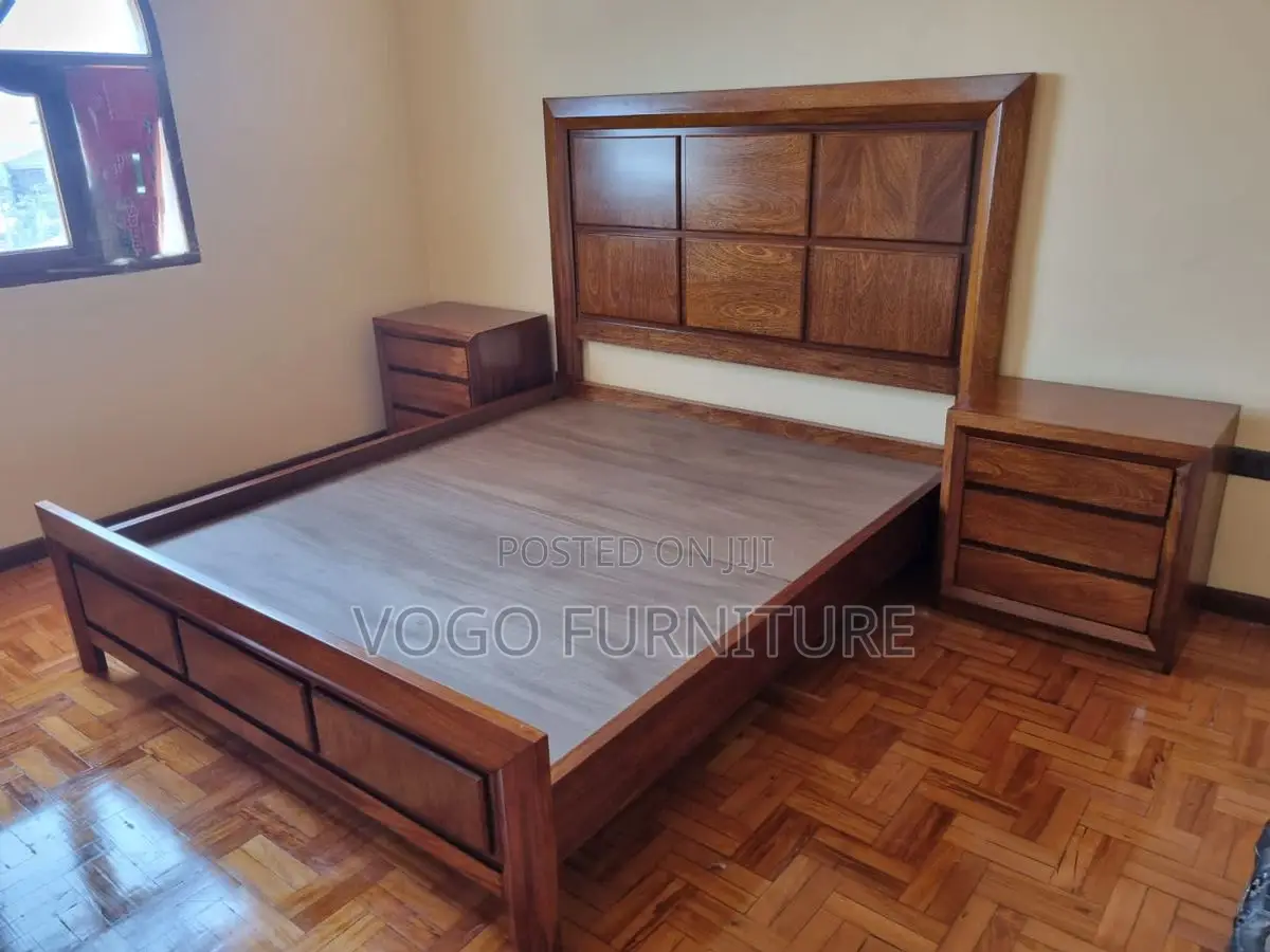 Bed Frame; Premium King Size Mahogany Bed Frame