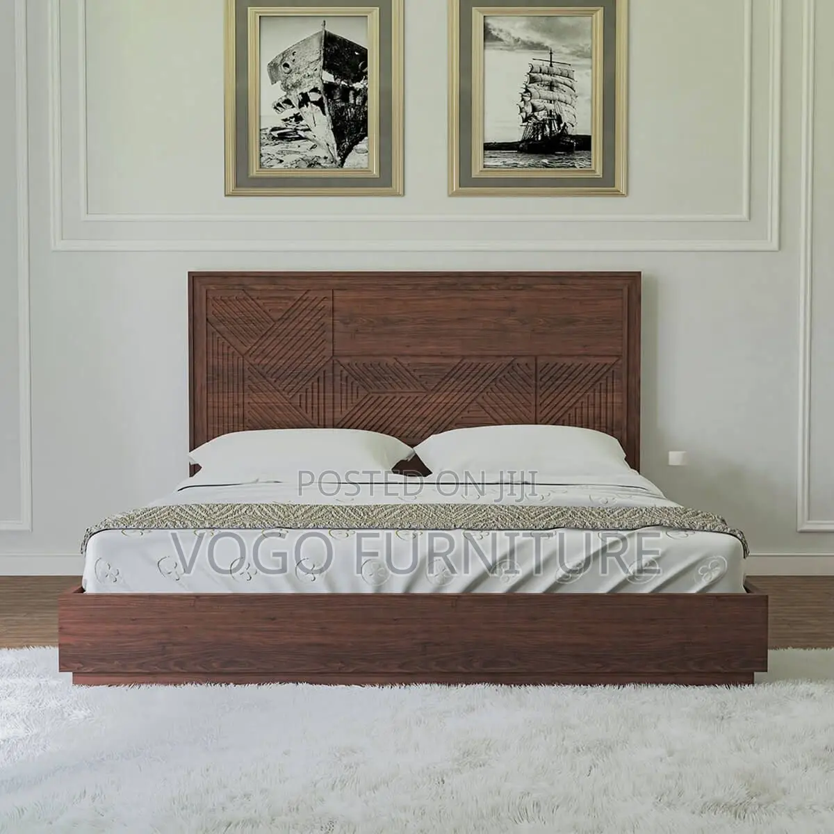 Bed Frame; Premium King Size Mahogany Bed Frame