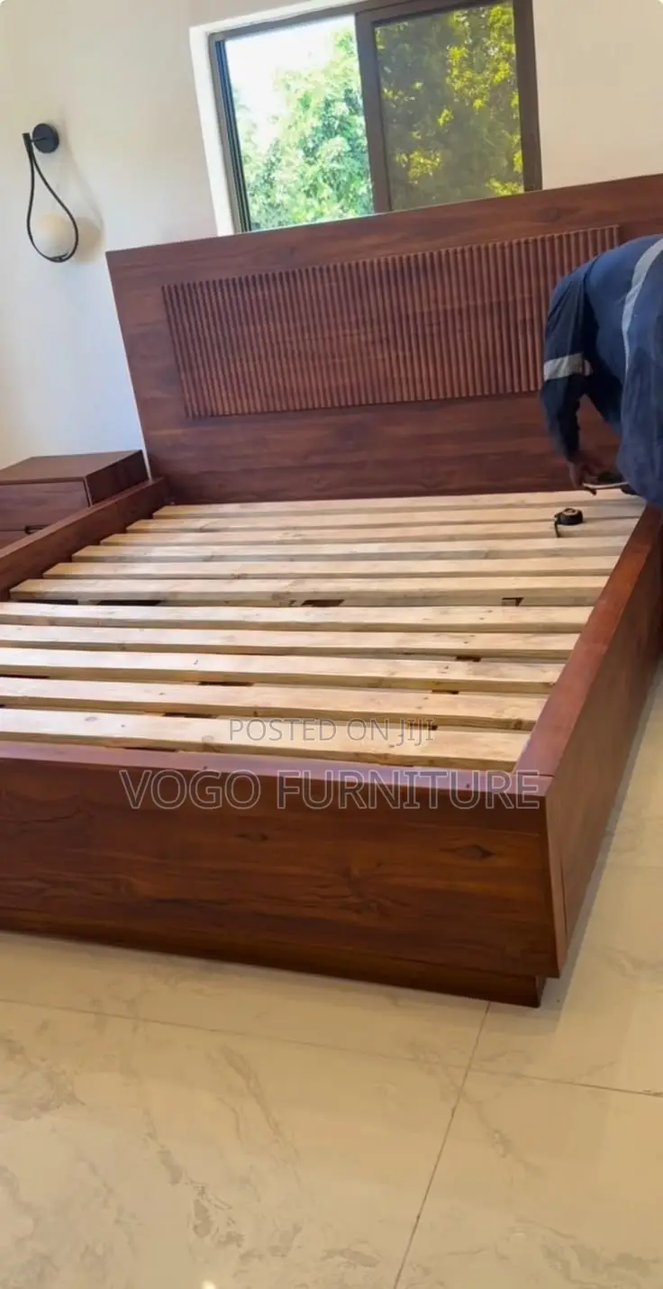 Bed Frame; Premium King Size Mahogany Bed Frame