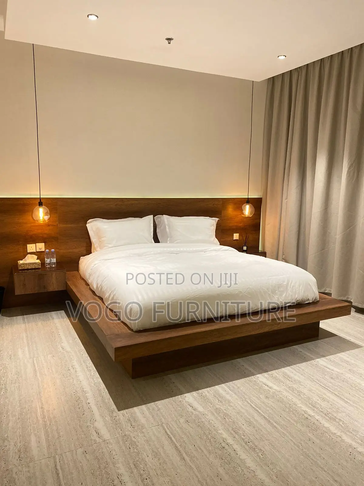Bed Frame; Premium King Size Mahogany Bed Frame