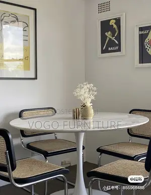Tulip Table; Round Marble Top Tulip Base Dining Table