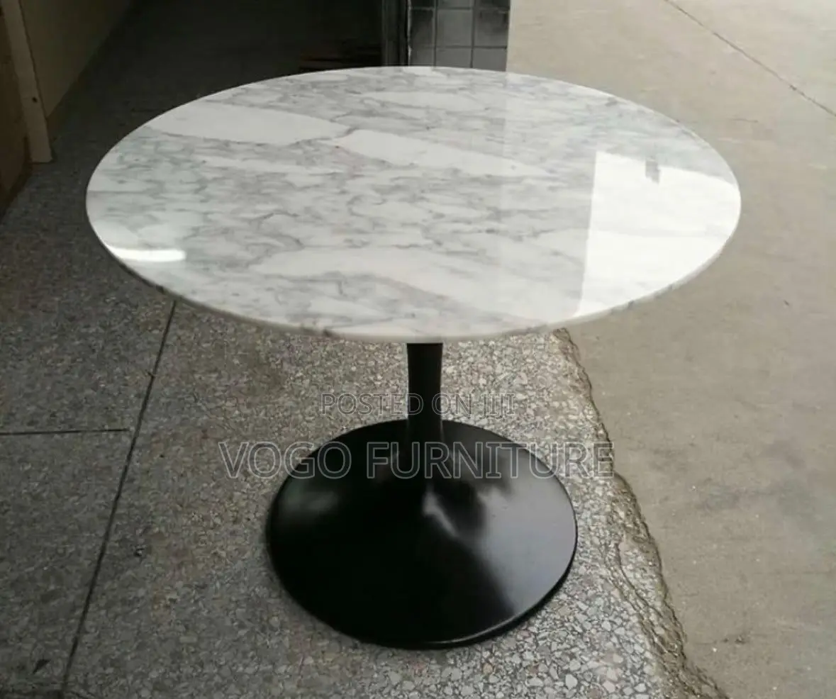 Tulip Table; Round Marble Top Tulip Base Dining Table