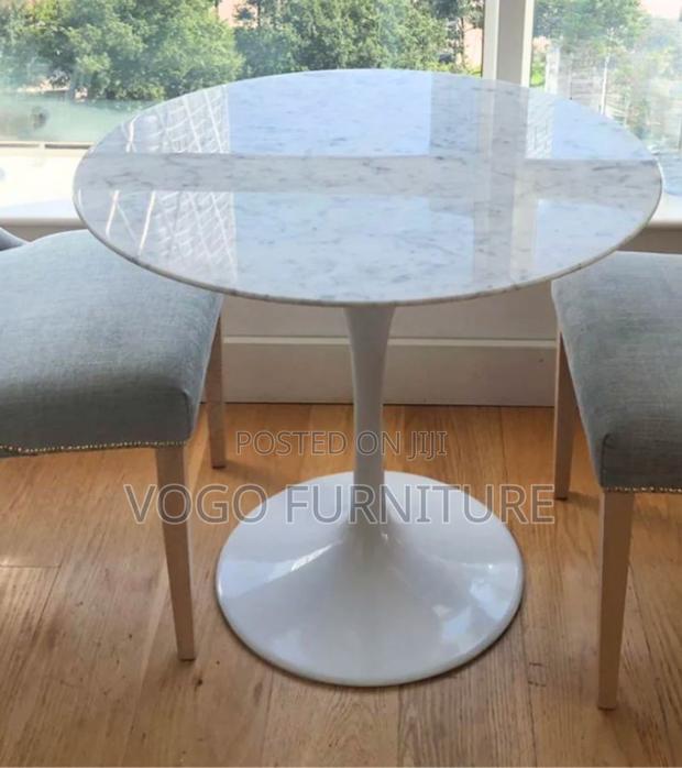Tulip Table; Round Marble Top Tulip Base Dining Table - main view