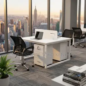 Workstation : White 2-Way Office Workstation