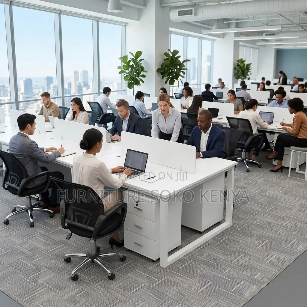 Workstation : White 2-Way Office Workstation