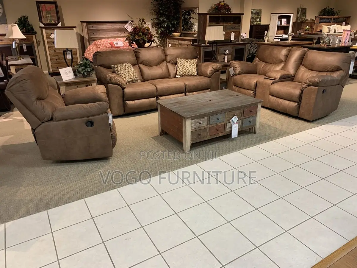 Sofa Set; 3+2+1 Leather Reclining Sofa Set for Home