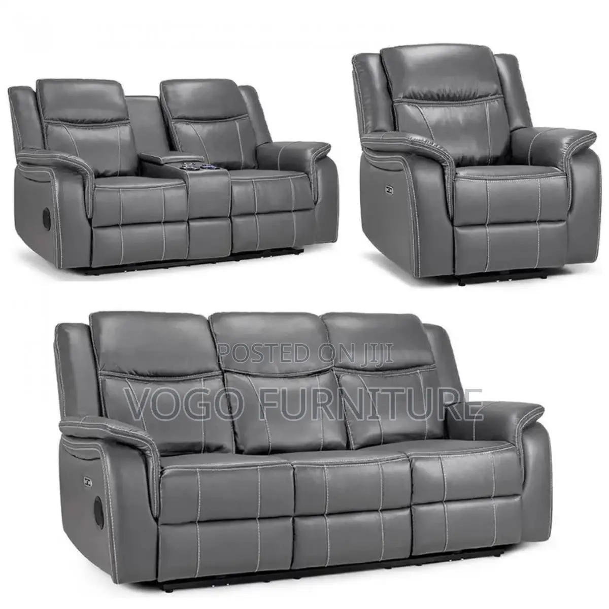 Sofa Set; 3+2+1 Leather Reclining Sofa Set for Home