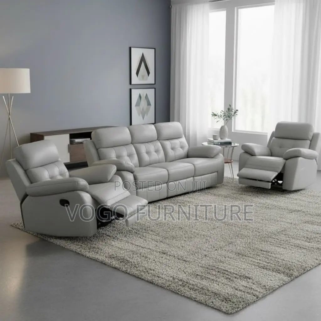 Sofa Set; 3+2+1 Leather Reclining Sofa Set for Home