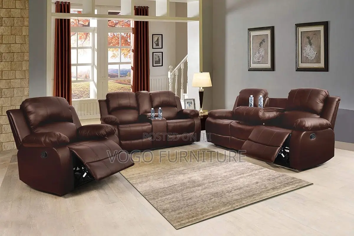 Sofa Set; 3+2+1 Leather Reclining Sofa Set for Home