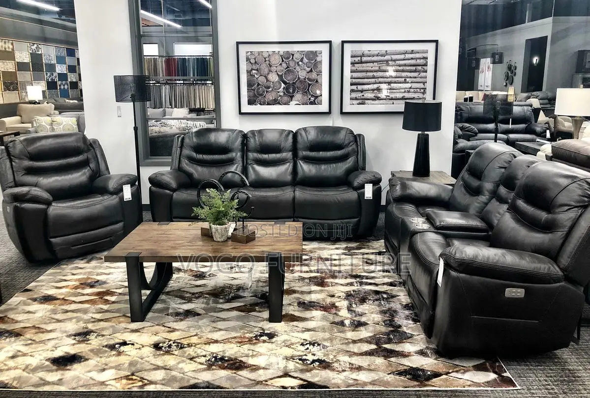 Sofa Set; 3+2+1 Leather Reclining Sofa Set for Home