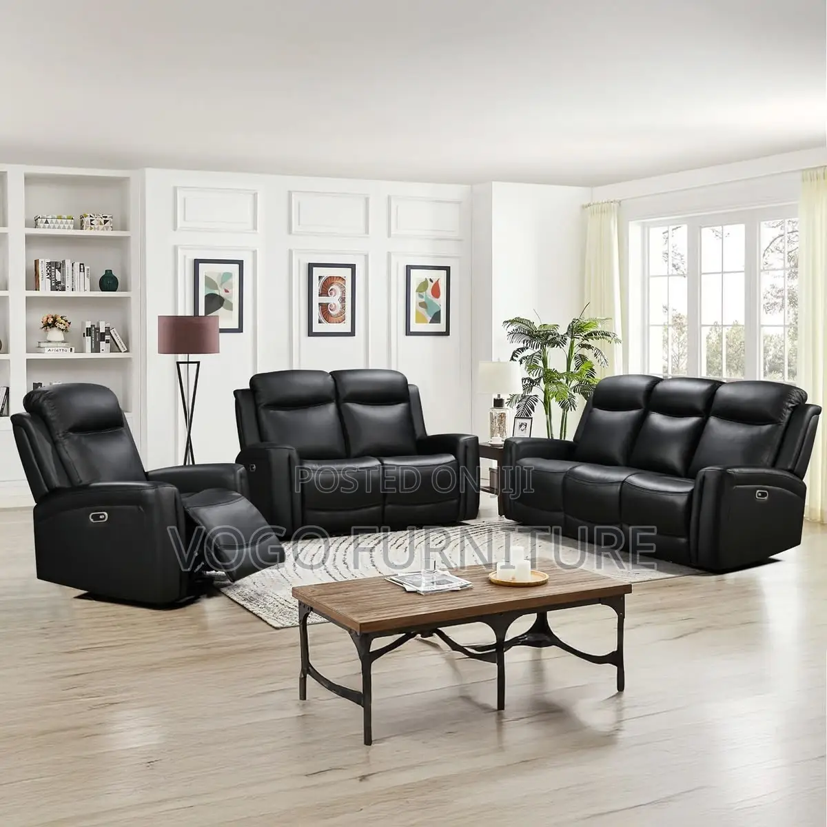 Sofa Set; 3+2+1 Leather Reclining Sofa Set for Home
