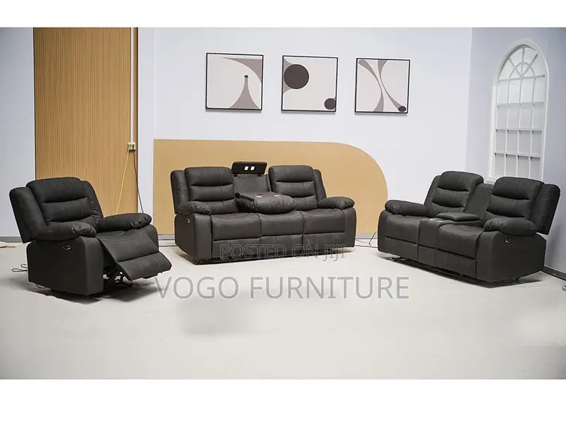 Sofa Set; 3+2+1 Leather Reclining Sofa Set for Home
