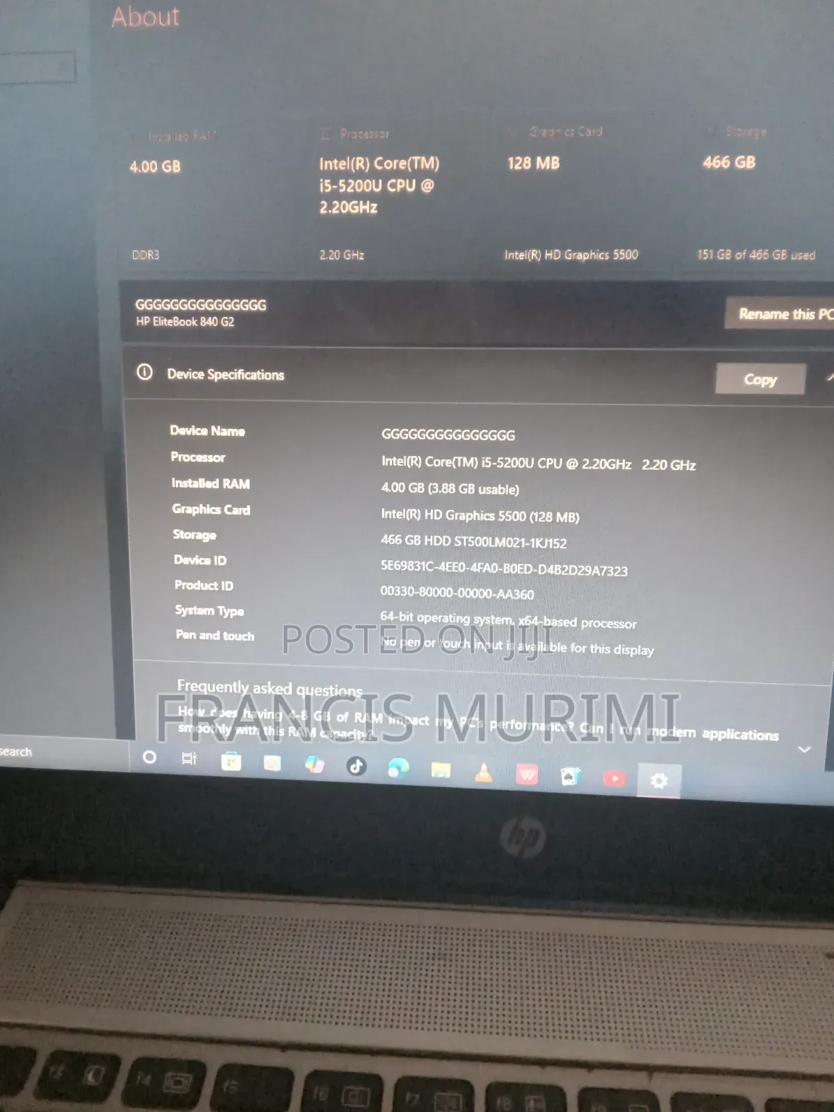 Laptop HP EliteBook 820 G3 4GB Intel Core i5 SSD 500GB