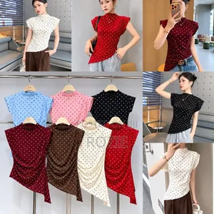 Ladies Polka Dot Polo Shirt – Short Sleeve Fitted Top Description: