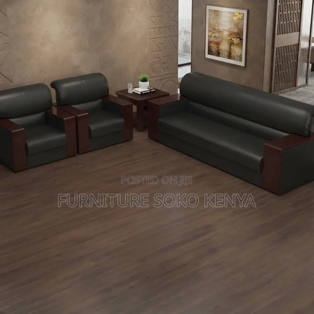 Office Sofa; 5-Seater Imported Leather Sofa Set