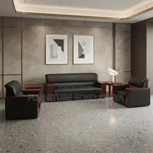 Office Sofa; 5-Seater Imported Leather Sofa Set
