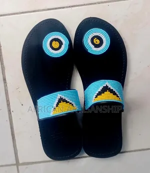 Beaded Maasai Sandals Black Edition