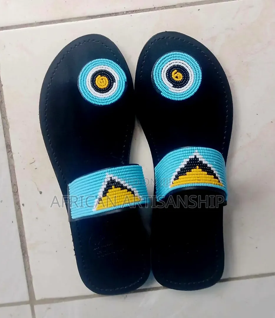 Beaded Maasai Sandals Black Edition
