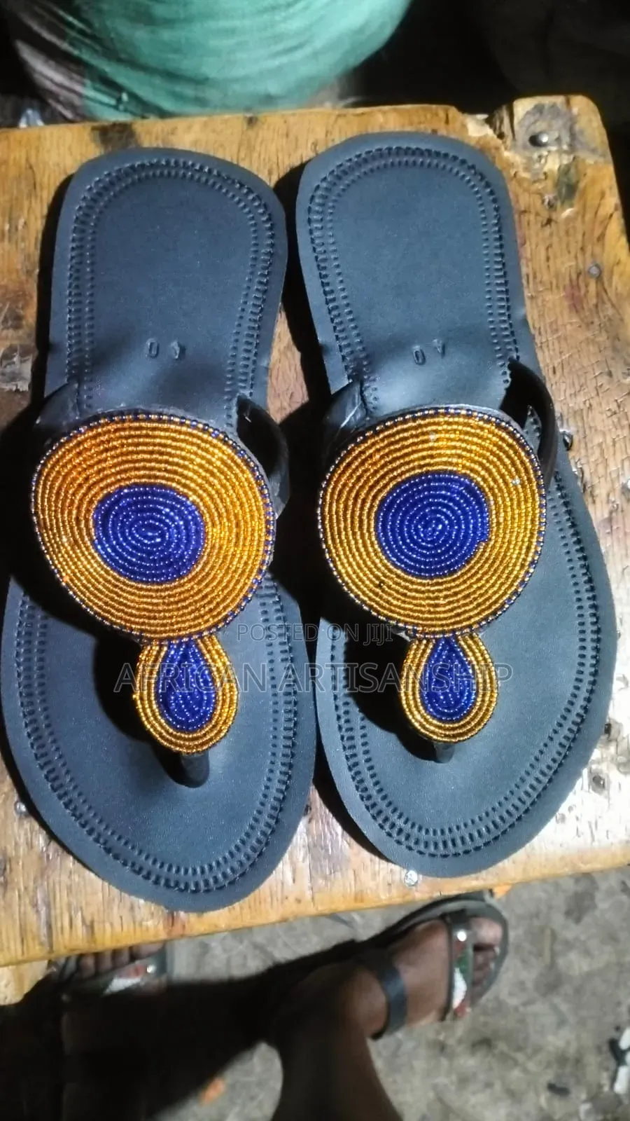 Beaded Maasai Sandals Black Edition