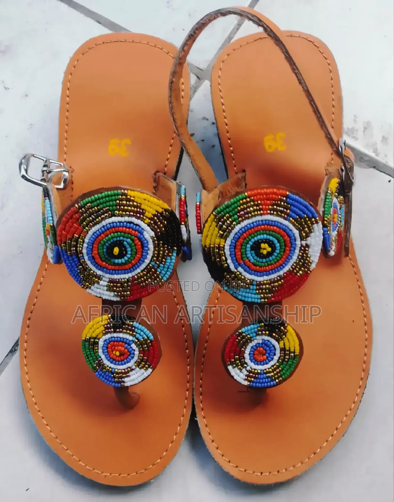 Beaded Maasai Sandals Black Edition