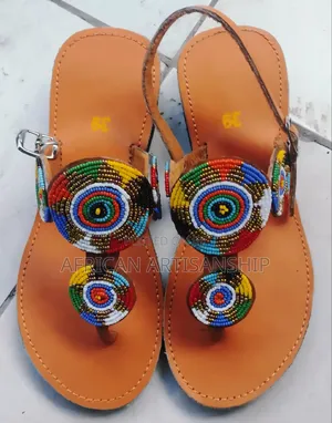 Beaded Maasai Sandals Black Edition