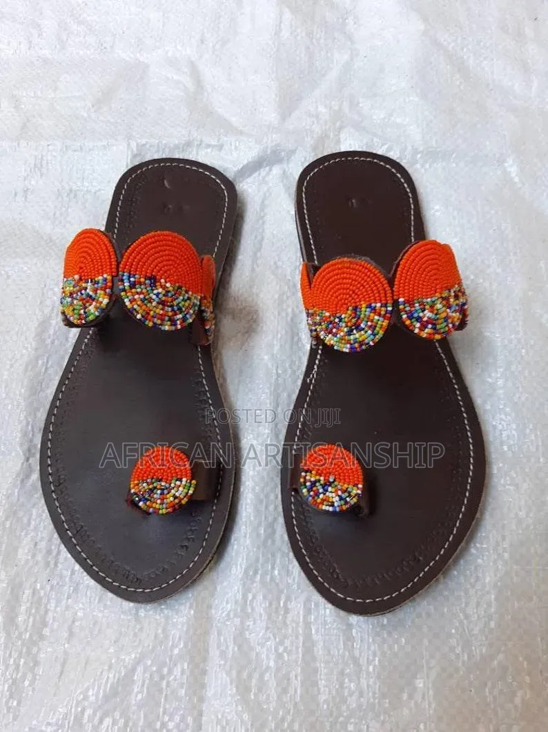 Beaded Maasai Sandals Black Edition