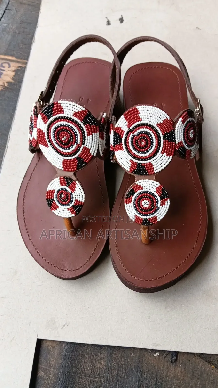 Beaded Maasai Sandals Black Edition