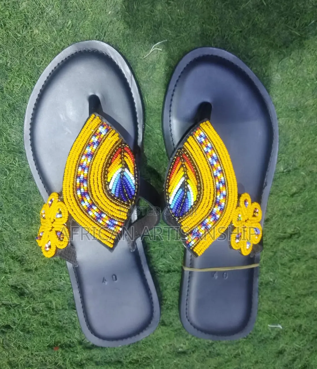 Beaded Maasai Sandals Black Edition