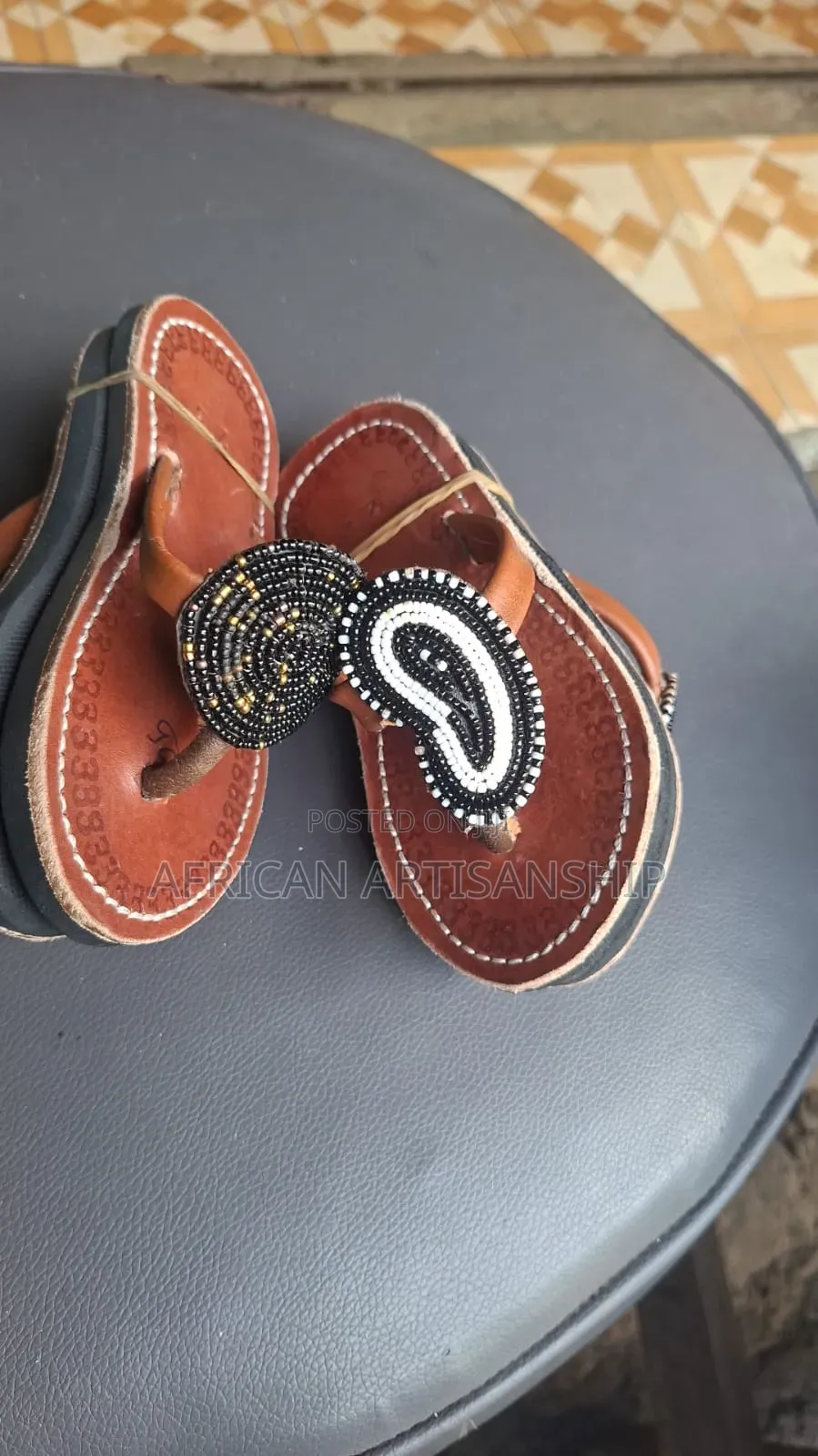 Beaded Maasai Sandals Black Edition