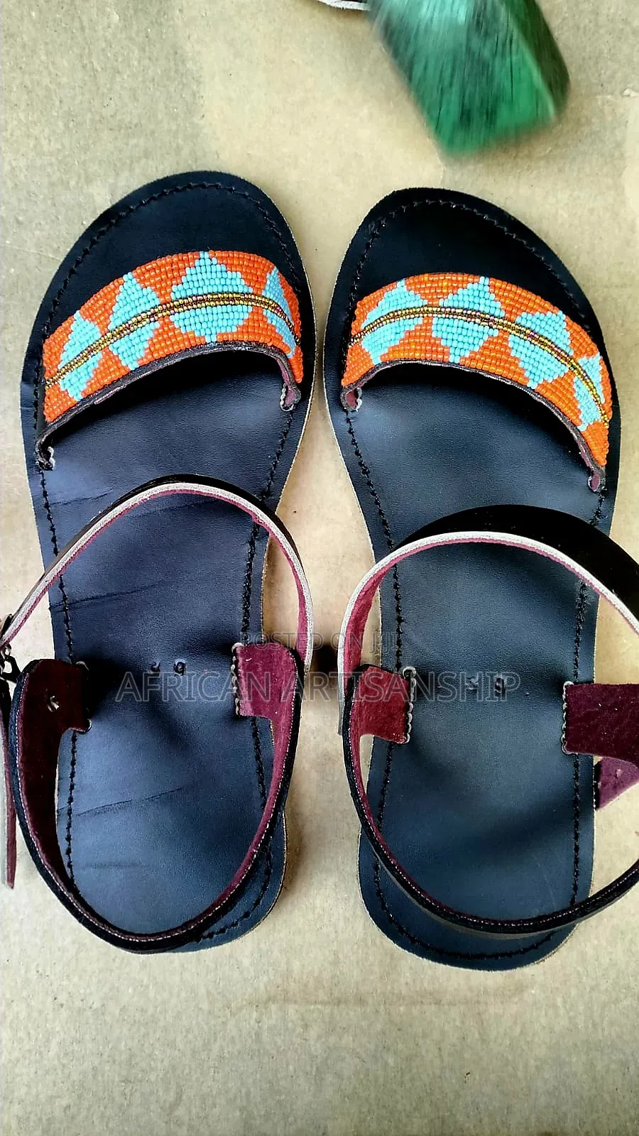 Beaded Maasai Sandals Black Edition