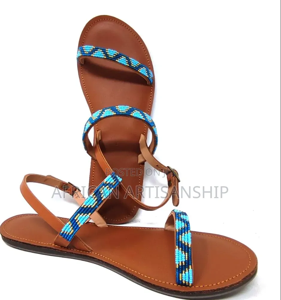 Beaded Maasai Sandals Black Edition
