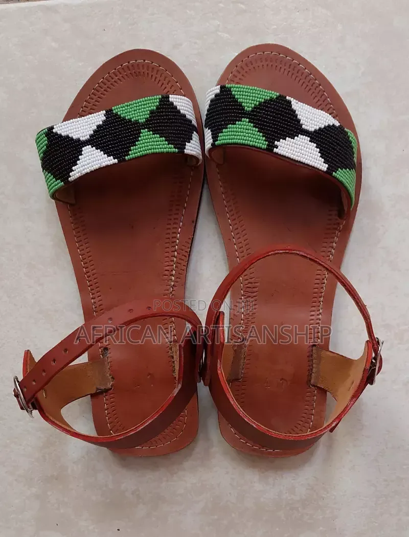 Beaded Maasai Sandals Black Edition
