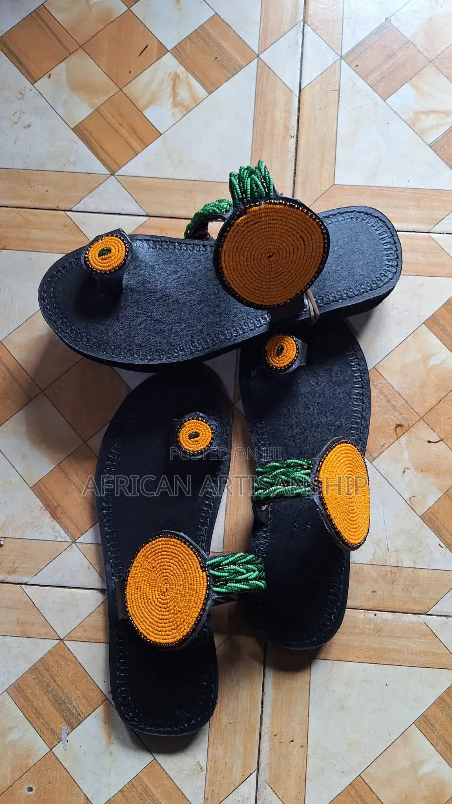 Beaded Maasai Sandals Black Edition