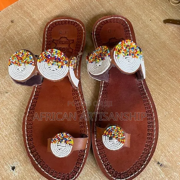 Beaded Maasai Sandals Black Edition